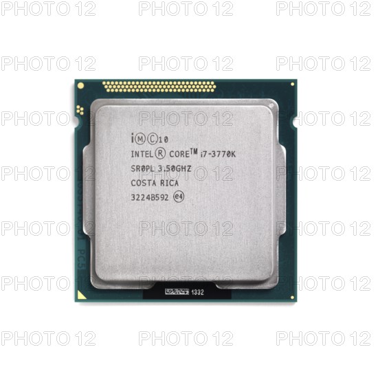 Intel Core i7 3770K processor CPU isolated on white background