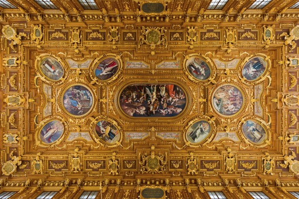 Ceiling painting in Augsburg City Hall, Bavaria, Germany, Europe