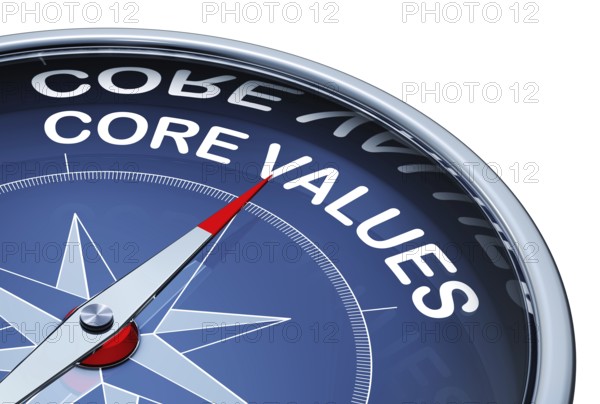 3D rendering of an compass with the word core values