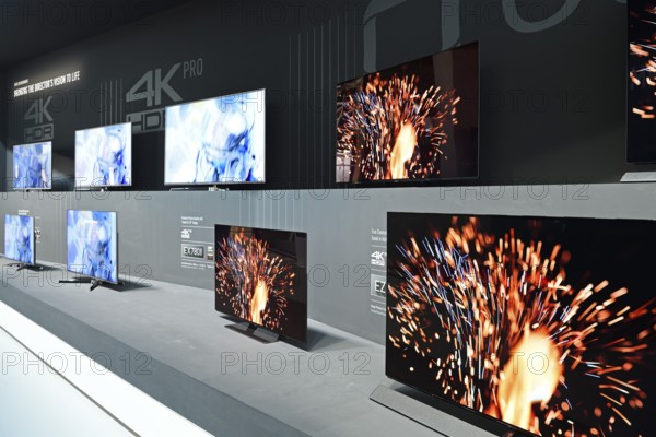 Panasonic flat screens at the IFA 2017 International Consumer Electronics Fair in Berlin, Germany,