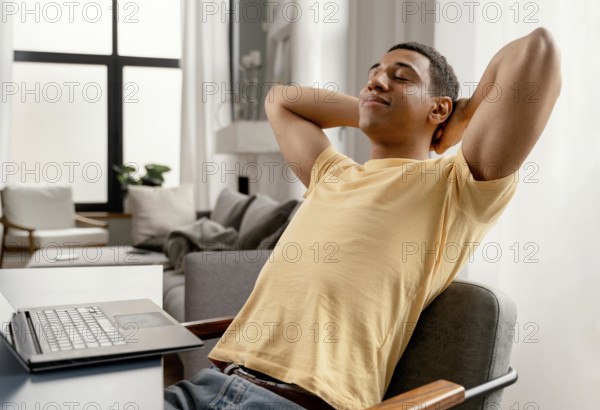 Portrait man home relaxing
