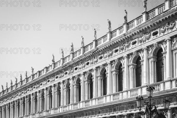 Piazza San Marco, Venice, Italy. Details in perspective on old palace facades