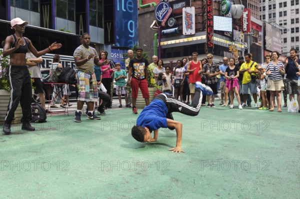 Street dance performance in Times Square, New York City, New York, United States, North America