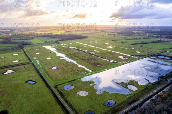 Vreeser Wiesen Bockholter Dose drone image, rewetted bog area, Bockholter Dose nature reserve,