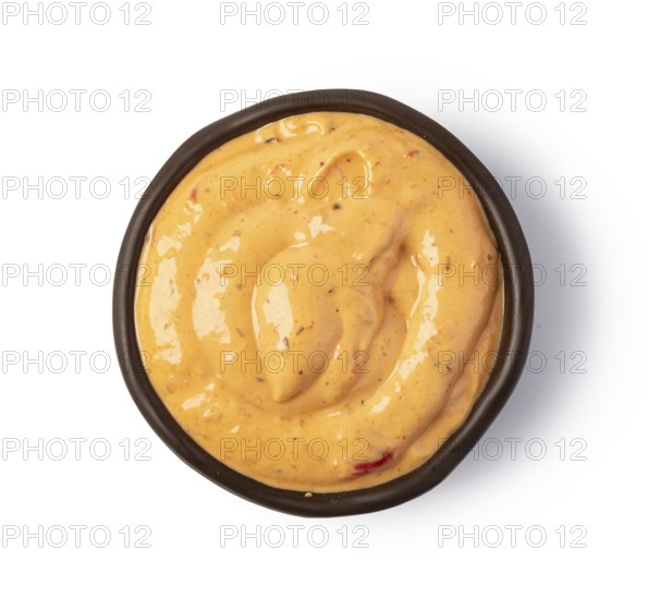 Bowl with Cocktail sauce isolated on white background