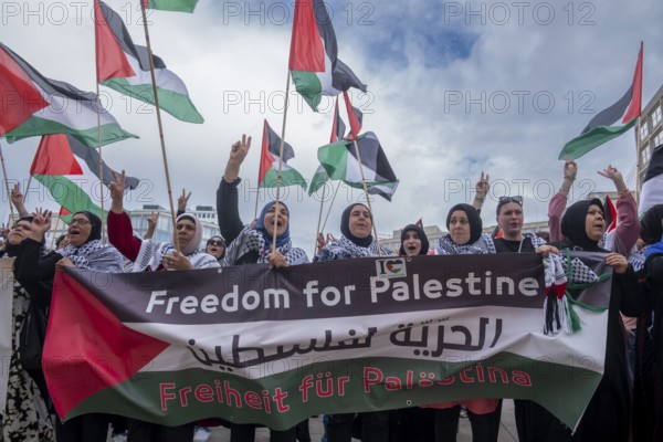Germany, Berlin, 29 May 2024, Pro-Palestine demonstration, Alexanderplatz, Europe