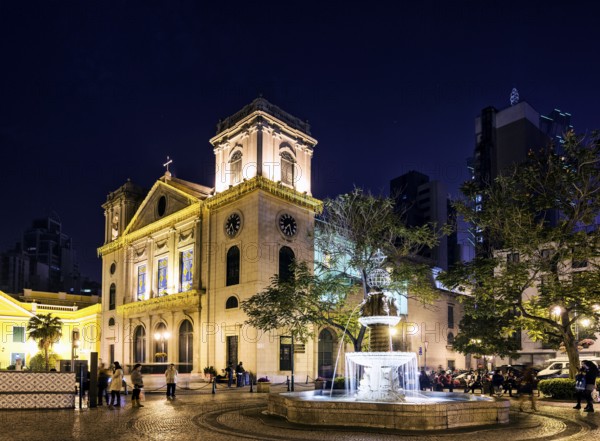 Portuguese old town colonial church square in central macao macau china