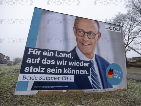 Election poster of the CDU for the Bundestag election on 23 February 2025 with a portrait of the
