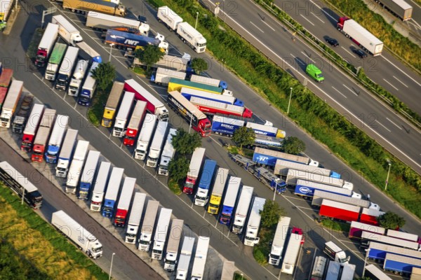 Resser Mark lorry service area on the A2 motorway, North Rhine-Westphalia, Ruhr region