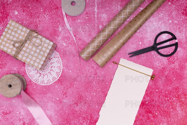 Birthday invitation mock up gift wrapping supplies