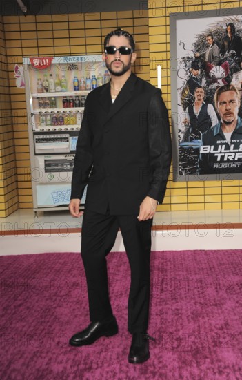 Bad Bunny at the Los Angeles premiere of 'Bullet Train' held at the Regency Village Theatre in