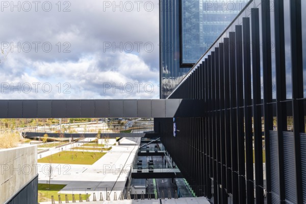 Madrid, Spain, December 5, 2021: IE University campus in Cuatro Torres Business Area. Private