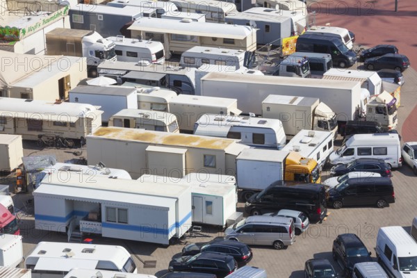 Showmen's caravans at the Hamburger Sommerdom fair, Hamburg, Germany, Europe