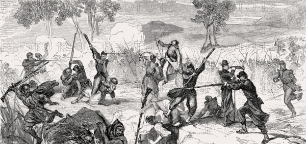 Kabyle people killed by French soldiers, battle of Icheriden, Algeria, 1857, Africa