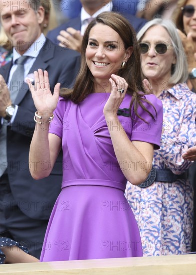 Catherine, Princess of Wales in the Royal Box at the 2024 Wimbledon Championships, London, England,