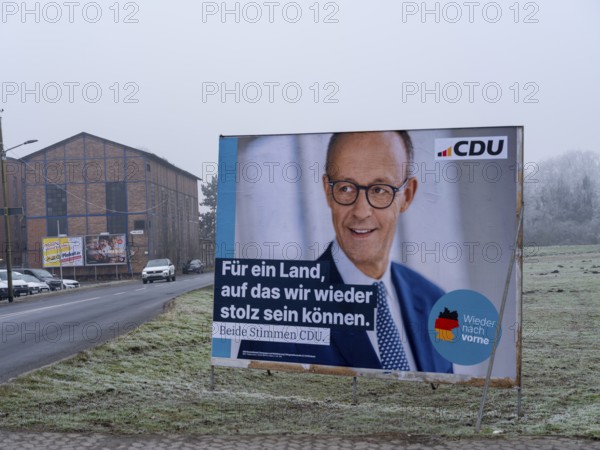 Election poster of the CDU for the Bundestag election on 23 February 2025 with a portrait of the