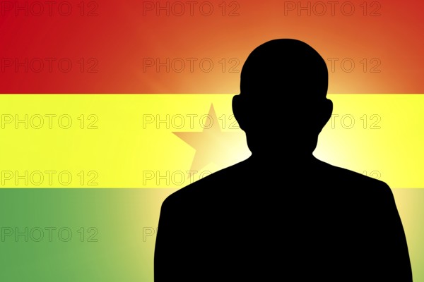 The Ghana flag and the silhouette of an unknown man