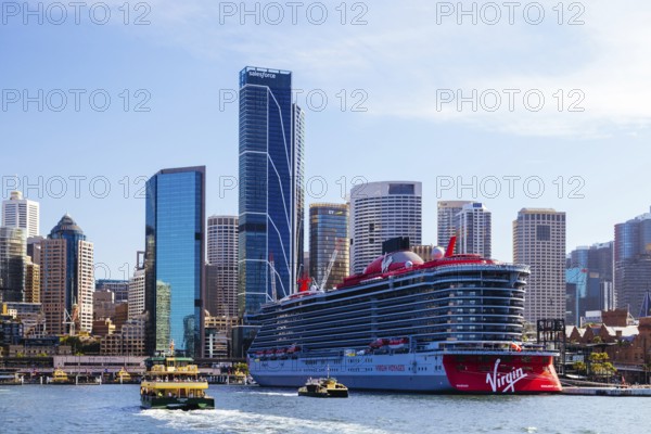 SYDNEY, AUSTRALIA, DECEMBER 05: Virgin Voyages' Resilient Lady is berthed at the Overseas Passenger