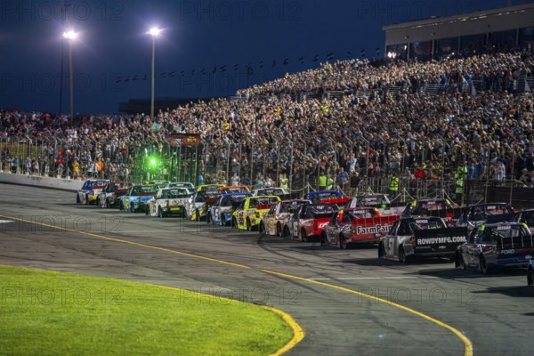 NASCAR Craftsman Truck series Driver, CARSON HOCEVAR (42) races for position for the TSport 200 at