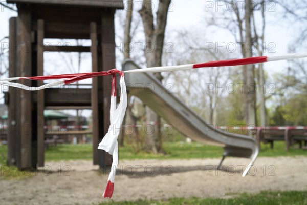 Playground cordoned off in Magdeburg in Germany due to the corona pandemic