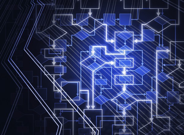Abstract flowchart diagram. Computer program algorithm. Information technology conceptual