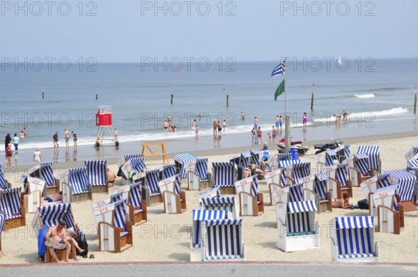 Beach, beach chairs, North Sea, East Frisia, North Sea Island, Norderney, Lower Saxony, Germany,