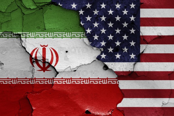 Flags of Iran and USA