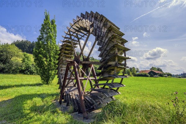 A waterwheel in Günztal, Allgäu, Bavaria, Germany, Europe