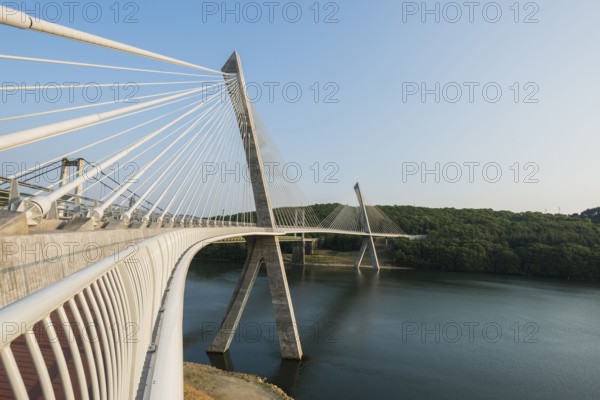 Pont de Terenez, suspension bridge over l'Aulne, Brittany, France, Europe