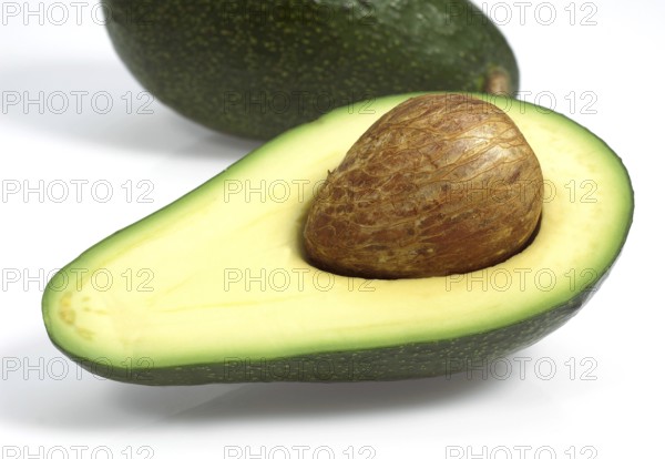 Avocado, persea gratissima against White Background