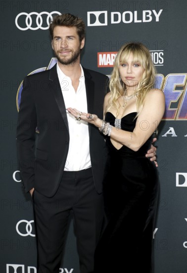 Liam Hemsworth and Miley Cyrus at the World premiere of 'Avengers: Endgame' held at the LA