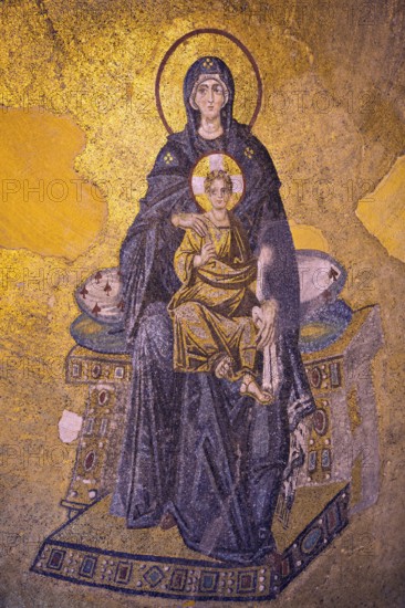 Virgin Mary and Christ Child, The Apsis Mosaic, Hagia Sophia, Istanbul, Turkey, Asia