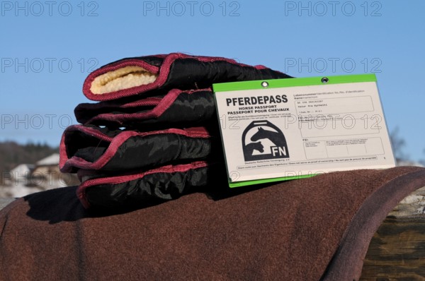 Transport gaiters and equine passport, horse passport