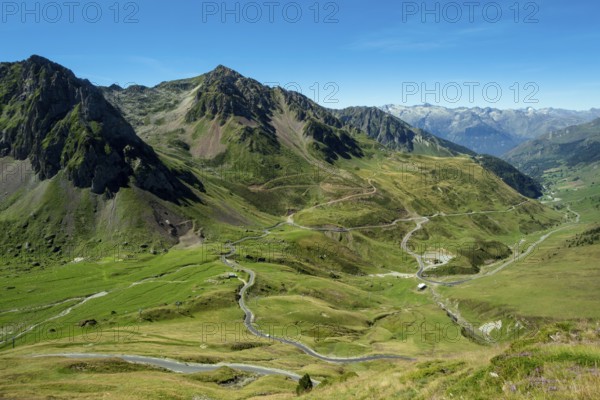 Barèges valley, view from street pass Col du Tourmalet, Hautes Pyrenees, France, Europe