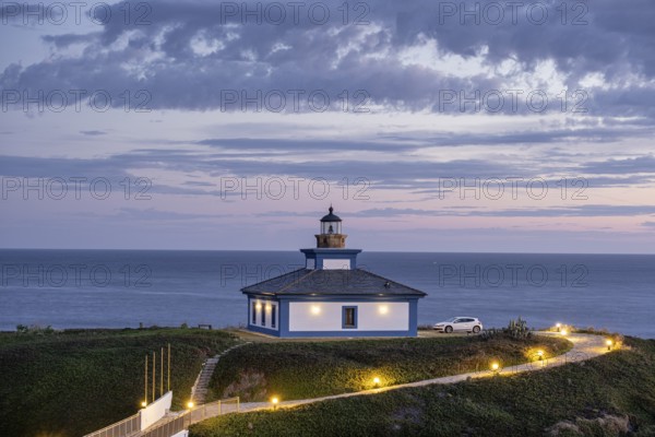 Old Ribadeo lighthouse, 1857, Pancha Island (Illa Pancha), Ribadeo, Lugo, Galicia, Spain, Europe