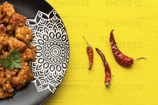 Flat lay indian food peppers