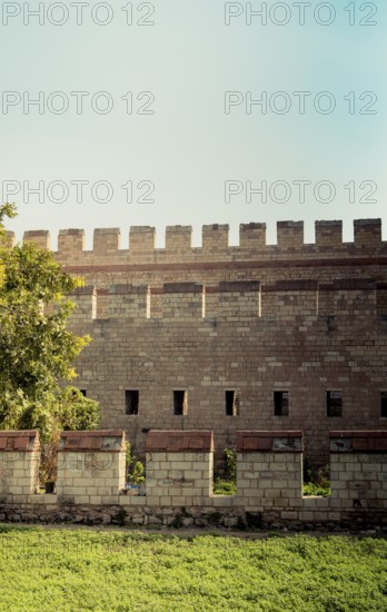 The ancient city walls of Constantinople in Istanbul, Turkey, Asia