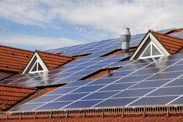 Photovoltaic system on the roof of a house