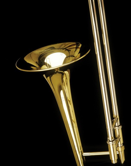 VALVE TROMBONE AGAINST BLACK BACKGROUND