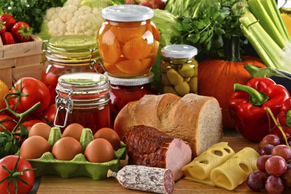 Composition with variety of organic food. Balanced diet