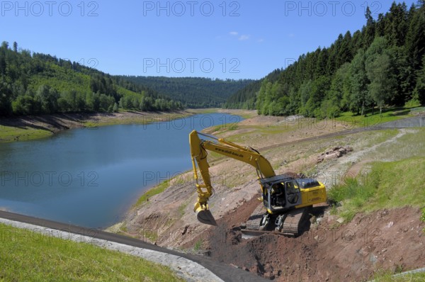 Northern Black Forest, Erzgrube reservoir, Nagoldtalsperre Erzgrube, summering, partially drained