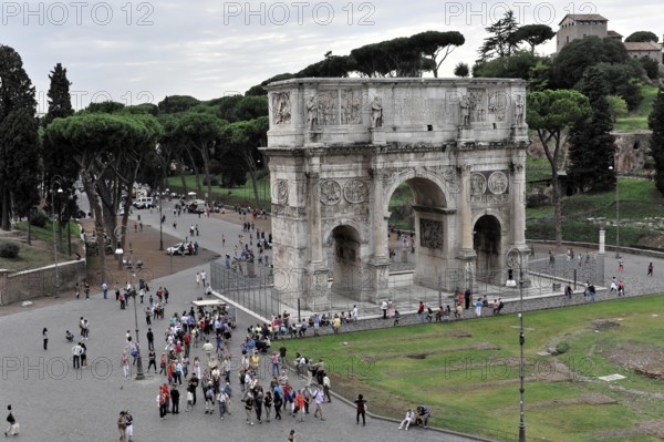 The Arch of Constantine. The Arch is a triumphal arch in Rome, located between the Colosseum and