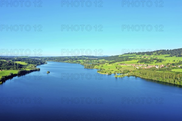 Aerial view of the Rottachtalsperre, also called Rottachsperre, Rottachspeicher or Rottachsee.