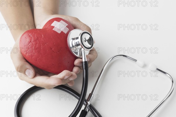 Top view world heart day concept with stethoscope. Resolution and high quality beautiful photo