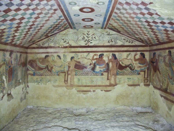 Tarquinia, Italy, around 470 B.C. Via a narrow corridor leading downstair one has access to the