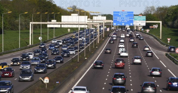 Traffic Jam on Highway A4 near Paris, Car Traffic, France, Europe