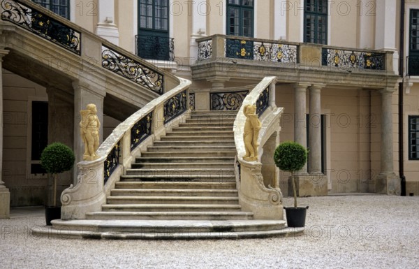 Stairs at Esterhazy Castle in Fertöd, Hungary, Europe