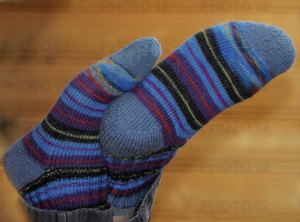 Men, feet with wool socks