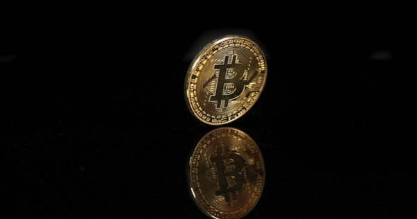 Bitcoins on Black Background
