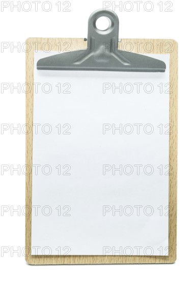 Clipboard insulated with white sheet of paper